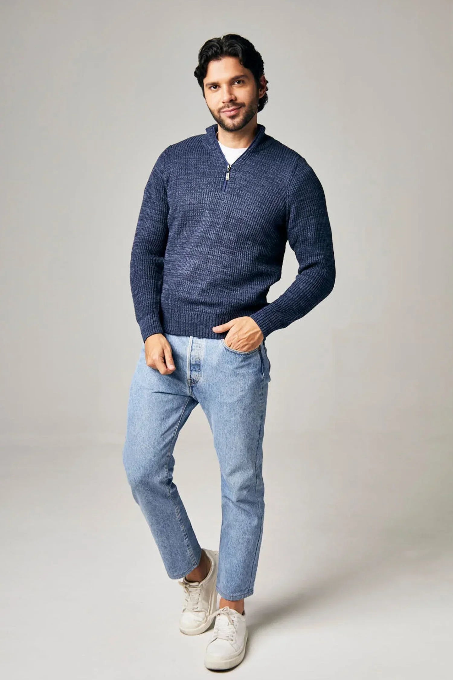 Suéter Darién en puntada perlada halfzip – Hombre